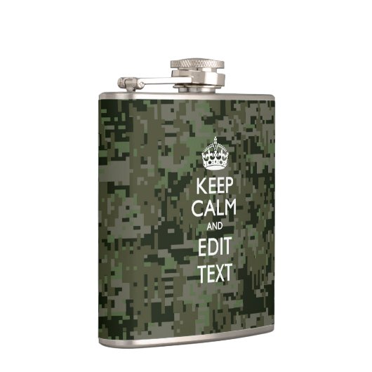 Je eigen tekst digitale camo Woodland kalm houden Heupfles (Rechts)