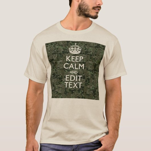 Je eigen tekst digitale camo Woodland kalm houden T-shirt (Voorkant)