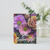 Je eigen tekst gemengde bloemen 32 sjabloon (Staand voorkant)