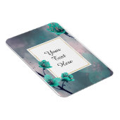 Je eigen tekst - groene bloemen gepersonaliseerd magneet (Rechterzijde)