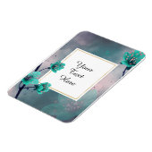 Je eigen tekst - groene bloemen gepersonaliseerd magneet (Linkerzijde)