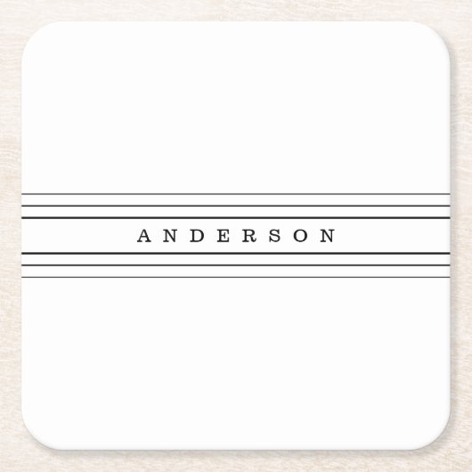 Je eigen tekst & moderne strepen | Zwart & Wit Kartonnen Onderzetters (Voorkant)