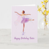 Je eigen tekst op deze mooie Lila ballerina Kaart (Gele Bloem)