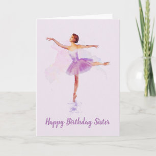 Je eigen tekst op deze mooie paarse ballerina kaart
