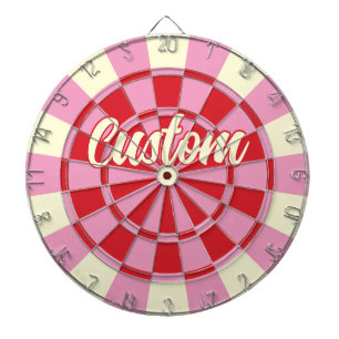 Je eigen tekst op vintage roze en rode ontwerp dartbord