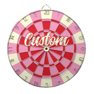 Je eigen tekst op vintage roze en rode ontwerp dartbord