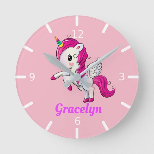 Je eigen Unicorn personaliseren Ronde Klok (Voorkant)