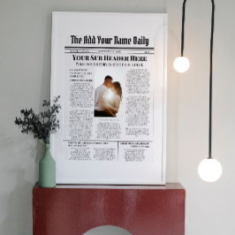 Je eigen voorpagina nieuwsartikel foto gepersonali poster