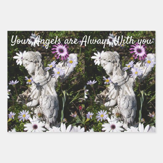 Je engelen zijn bij je Paarse bloem Inpakpapier Vel (Voorkant 3)