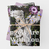 Je engelen zijn bij je Paarse bloem Inpakpapier Vel (In situ)