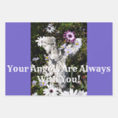 Je engelen zijn bij je Paarse bloem Inpakpapier Vel (Voorkant)