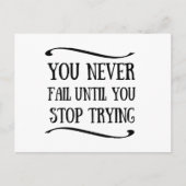 Je faalt nooit totdat je stopt met motivatie probe feestdagenkaart (Voorkant)