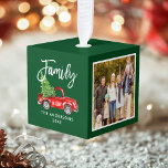 Je familie 4 Foto  Red Truck Green Decoratie<br><div class="desc">Foto's van uw familie: Foto's met collage groene kubus - Waterverf  rood vrachtwagen met kerstboom</div>