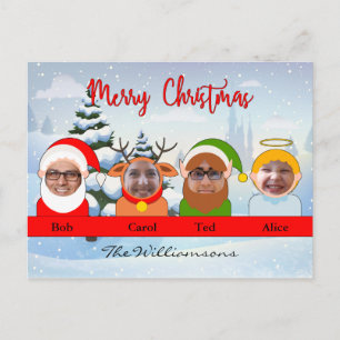 Je familie als Santa Reindeer Elf en Angel Foto Briefkaart