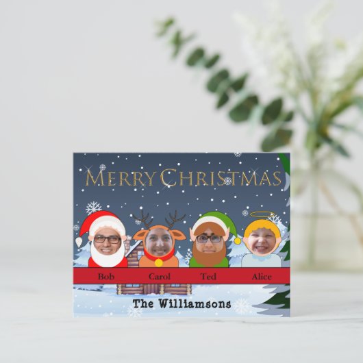 Je familie is Santa Reindeer Elf en Angel Photo Briefkaart (Staand voorkant)