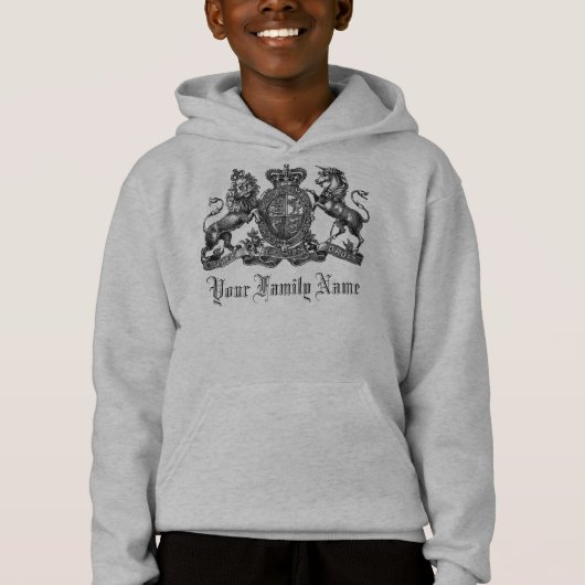 Je familienaam  Crest Kinder Hoodie (Voorkant)