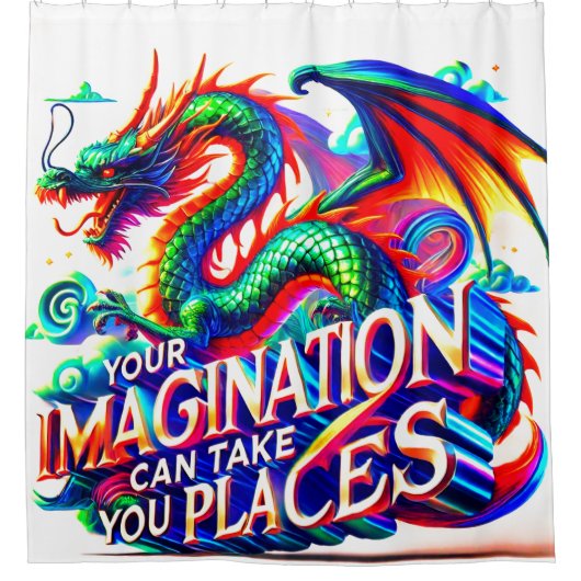 Je fantasie kan je plaatsen douchegordijn (Voorkant)