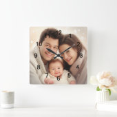 Je favoriete familiefamilie foto vierkante klok (Huis)