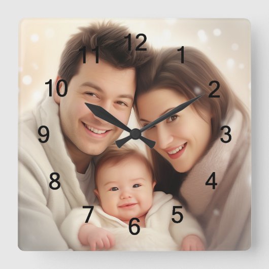 Je favoriete familiefamilie foto vierkante klok (Voorkant)