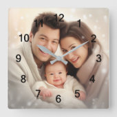 Je favoriete familiefamilie foto vierkante klok (Voorkant)