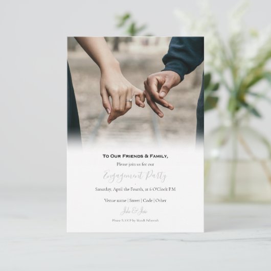 Je favoriete fotogeëngageerde aankondigingsfeest bedankkaart (Staand voorkant)