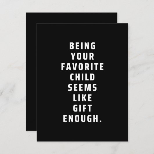 Je favoriete kind zijn lijkt een cadeau genoeg ( save the date (Voorkant / Achterkant)