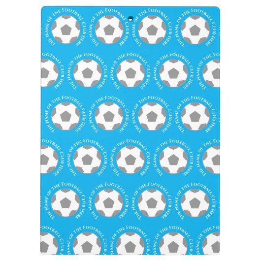 Je Football Team in Sky Blue. Football-coach Klembord (Achterkant)