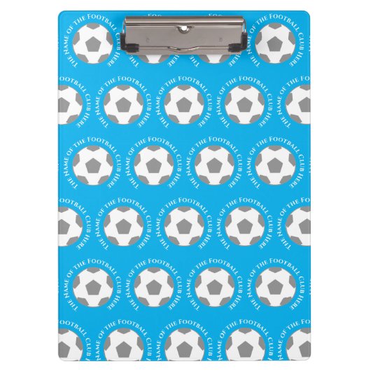 Je Football Team in Sky Blue. Football-coach Klembord (Voorkant)