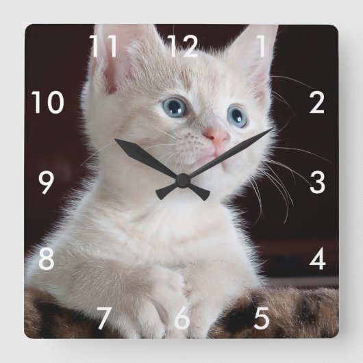 Je foto Aangepaste vierkant klok met witte cijfers (Voorkant)