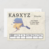 Je foto Alaska Shaped Cutout Custom QSL Briefkaart (Voorkant / Achterkant)