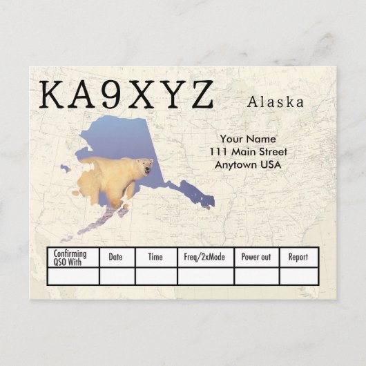 Je foto Alaska Shaped Cutout Custom QSL Briefkaart (Voorkant)