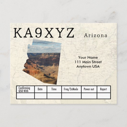 Je foto Arizona Shaped Cutout Custom QSL Briefkaart (Voorkant)