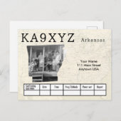 Je foto Arkansas Shaped Cutout Custom QSL Briefkaart (Voorkant / Achterkant)