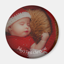 Je foto baby's eerste kersttasje magneet