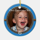 Je foto blauw kinderen, Birthday Kerstdag Keramisch Ornament (Voorkant)