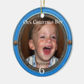 Je foto blauw kinderen, Birthday Kerstdag Keramisch Ornament (Links)