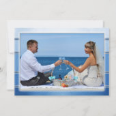 Je foto Blue Striped Weddenschap Hartelijk dank Save The Date (Voorkant)