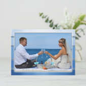 Je foto Blue Striped Weddenschap Hartelijk dank Save The Date (Staand voorkant)
