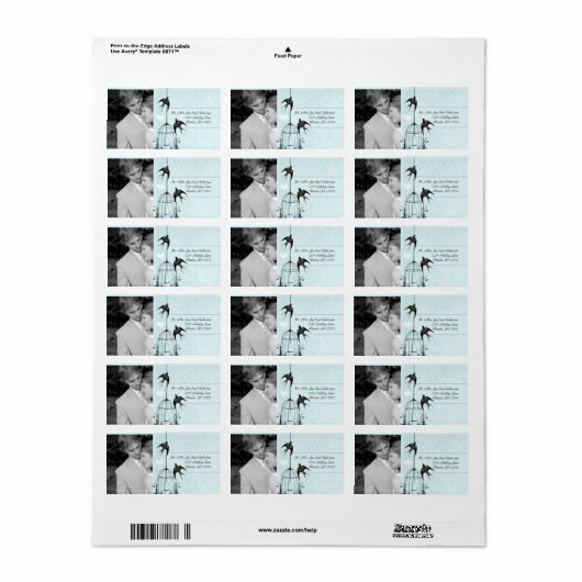 Je foto bruiloft  Bird Cage Aqua Damask Etiket (Full Sheet)