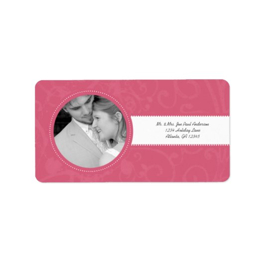 Je foto-bruiloft  Honeysuckle Pink Damask Etiket (Voorkant)