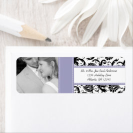 Je foto bruiloft  Lavender Damask Etiket