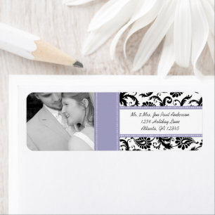 Je foto bruiloft  Lavender Damask Etiket