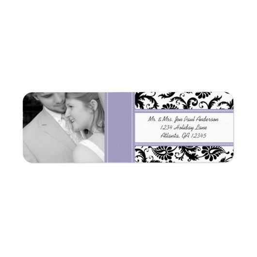 Je foto bruiloft  Lavender Damask Etiket (Voorkant)