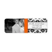Je foto bruiloft Oranje Crush  Damask Etiket (Voorkant)