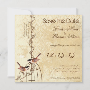 Je Foto Damask Bird Cage Weddenschap Save the Date
