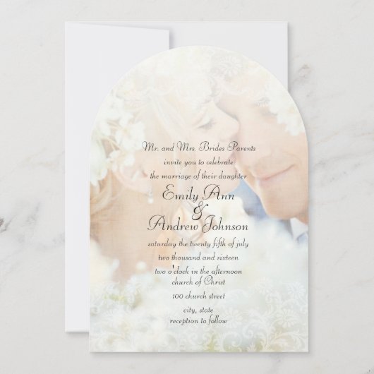 Je foto  Damask Black Font Wedding Kaart (Achterkant)