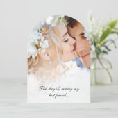 Je foto Damask Black Font Wedding Kaart (Staand voorkant)