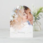 Je foto Damask Black Font Wedding Kaart (Staand voorkant)