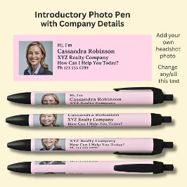 Je foto en introductiedetails op roze en zwart zwarte inkt pen
