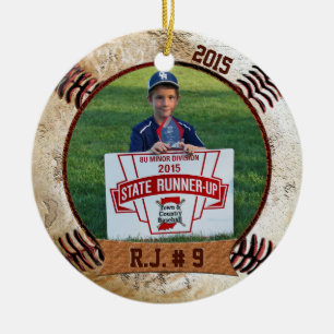 Je FOTO en NAAM op Cool Baseball Ornament